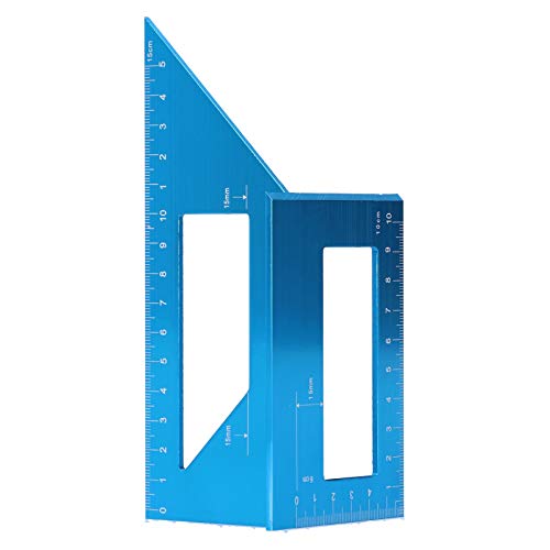 3D Mitre Angle Finder Tool | 45° / 90° T Angle Measuring Tool with 1mm Accuracy | Aluminum Alloy Ruler for Woodworking/Carpentry/DIY Projects | 150mm Straight Ruler & Marking (Blue) von ZYLARUM