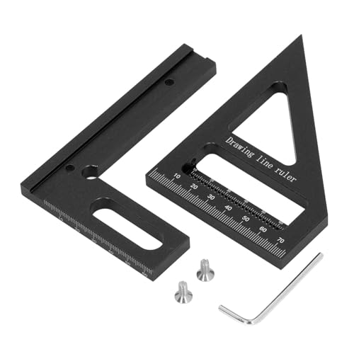 3D Multi Angle Measuring Ruler | 45 & 90 Degree Aluminum Alloy Woodworking Square Protractor | Miter Tool for Marking Lines/Pipes/DIY Projects | 112 x 85 x 79mm (Black) von ZYLARUM