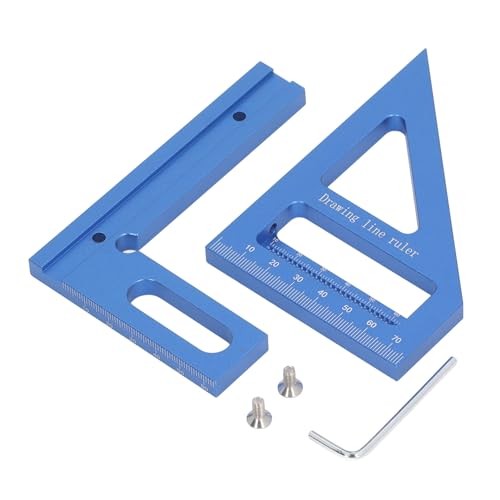 3D Multi Angle Measuring Ruler | 45 & 90 Degree Aluminum Alloy Woodworking Square Protractor | Miter Tool for Marking Lines/Pipes/DIY Projects | 112 x 85 x 79mm (Blue) von ZYLARUM