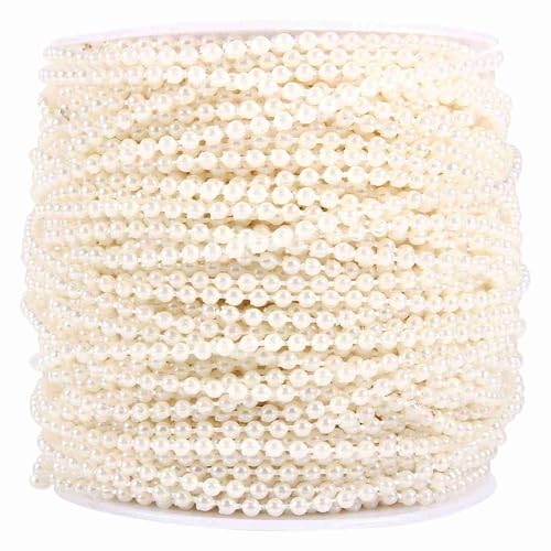 50M Pearl Garland String | 3mm ABS Artificial Pearls for Wedding Centerpieces/Bridal Bouquet/DIY Crafts | Adjustable Beaded Chain for Decorations (Beige) von ZYLARUM