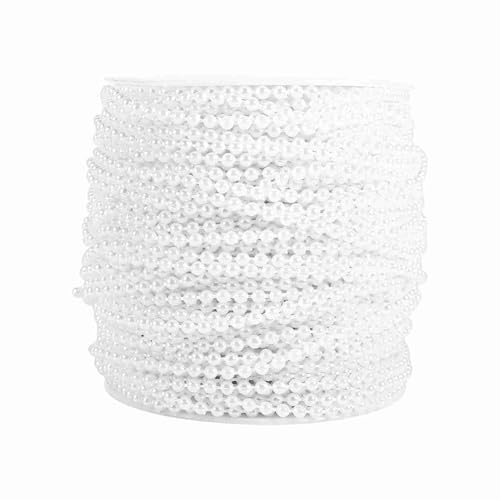50M Pearl Garland String | 3mm ABS Artificial Pearls for Wedding Centerpieces/Bridal Bouquet/DIY Crafts | Adjustable Beaded Chain for Decorations (White) von ZYLARUM