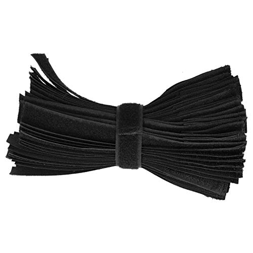 50pcs Haken- und Schleifenbindungen schwarz | Wiederverwendbare Kabelbefestigungen für Verlängerungskabel/Kabel/Kabel | Integriertes Burr Buckle Design, 18 x 2 cm von ZYLARUM