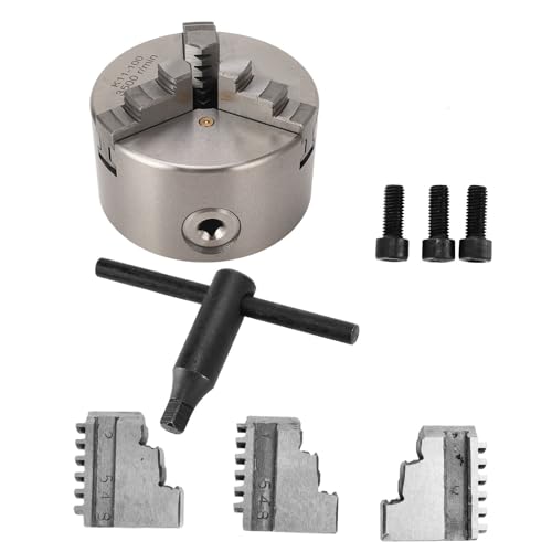 Accurate Centering Lathe Chuck 3 Jaw | 0.002in High Accuracy Metal Replacement Part | Nodular Iron Chuck for Hanging Shaft/Disc/Equilateral Shape | Kit with Wrench & Screws (K11-100) von ZYLARUM