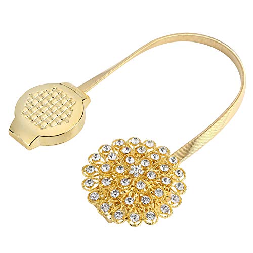 Attractive Curtain Tiebacks - Adjustable Crystal Holdbacks for Window Panes | Strong Grip for Thick Curtains/Sheer Drapes | 15.35 Inch Spring Rope, 6 Colors (Gold) von ZYLARUM