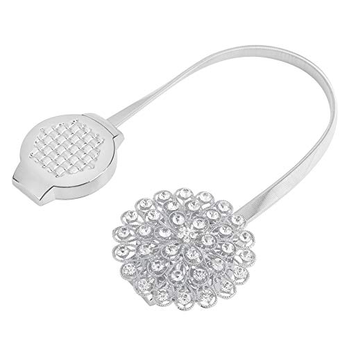 Attractive Curtain Tiebacks - Adjustable Crystal Holdbacks for Window Panes | Strong Grip for Thick Curtains/Sheer Drapes | 15.35 Inch Spring Rope, 6 Colors (Silver) von ZYLARUM