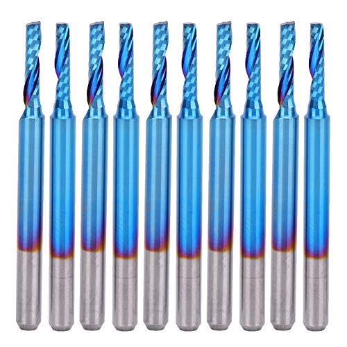 Ballnasen Endmühle 3.175 mm | Nano Blau beschichtetes Spiralfräsenschneider für Holz/Acryl/PCB | 10 - Pack Wolfram -Carbid -Gravurbits von ZYLARUM