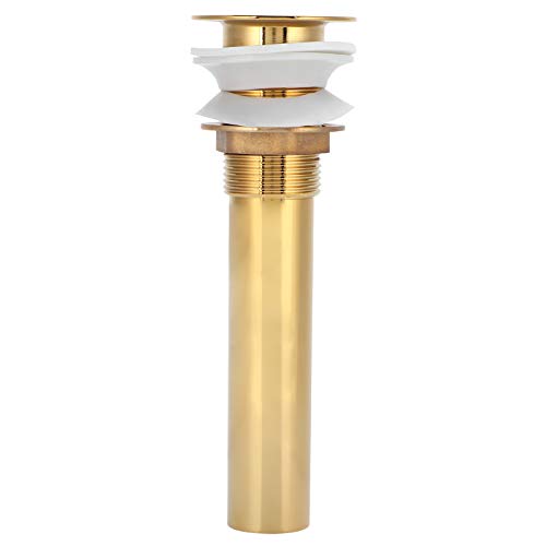 Bathroom Sink Drain Stopper | Clog - Blocking & Non - Overflow Design | Gold Plated Brass Drainer for Wash Basin/Kitchen Sink | Tarnish - Proof with Stainless Steel Tail Pipe (Golden flip board von ZYLARUM