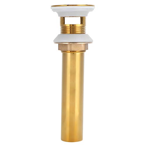 Bathroom Sink Drain Stopper | Clog - Blocking & Non - Overflow Design | Gold Plated Brass Drainer for Wash Basin/Kitchen Sink | Tarnish - Proof with Stainless Steel Tail Pipe (Golden flip plate von ZYLARUM