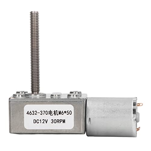 DC Geared Motor 30RPM 12V | Output Shaft Locking Geared Motor for Window Opener/Door Opener/Small Winch | Aluminum & Brass Construction, M6x50mm Thread von ZYLARUM