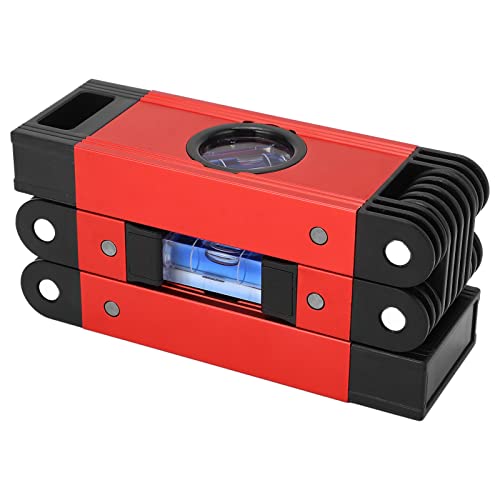 Faltbare Stufe 3 -Abschnitte | Flexible Aluminiumlegierungspiegel für Holzbearbeitung/Schrankinstallation/DIY | Multi -Winkel -Messwerkzeug mit Blasenfläschchen (Red) von ZYLARUM