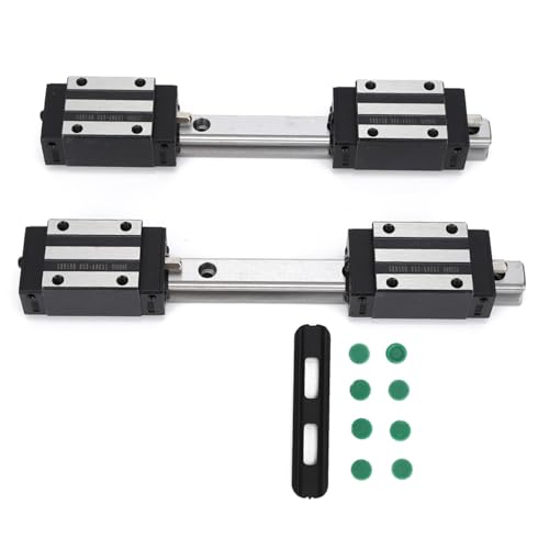 HG15 Linear Guide Rail 2Pcs & 4Pcs Slide Block Set | High Accuracy 2 - Wire Error | Interchangeable Silver Rail Block | for CNC Machines / 3D Printers/Automation (HG15-200MM) von ZYLARUM