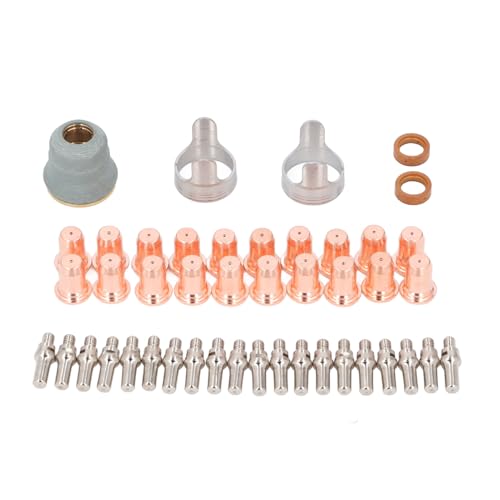 IPT60 Plasma Cutting Torch Electrodes & Tips Kit | 45 Pcs Consumables Set with Protective Cap/Standoff Guides/Swirl Rings | Brass Electrodes for Smooth Cutting & Extended IPT60 Plasma Cutting Torch Electrodes & Tips Kit | 45 Pcs Consumables Set with Protective Cap/Standoff Guides/Swirl Rings | Brass Electrodes for Smooth Cutting & Extended von ZYLARUM