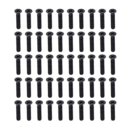 M4 Counterunk Schrauben 50pcs - 70 Stahl | Schwarzes Zink -Flachkopfkreuz für Möbelbaugruppen/Elektronikreparatur/DIY -Projekte | DIN 965 Standard, PZ2 -Fahrer kompatibel (M4*20) von ZYLARUM