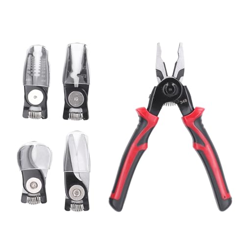 Multifunktionale Zange Set 5 in 1 | Austauschbare Köpfe mit hoher Kohlenstoffstahl zum Schneiden/Strippen/Crimpieren | Elektriker -Werkzeug -Kit mit Speicherbox von ZYLARUM