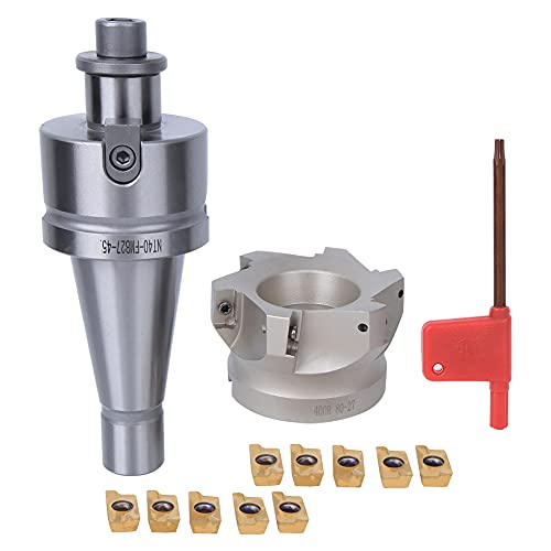 NT40 FMB27 COLLET CHUCKHOTER mit BAP400R - 80-27 - 6 Flötenschneider & APMT1604 Inserts | 6 - Flötenfräsenschneider reduziert den Einsatzverlust | Genauer Werkzeug für (NT40-FMB27+80 cutter von ZYLARUM