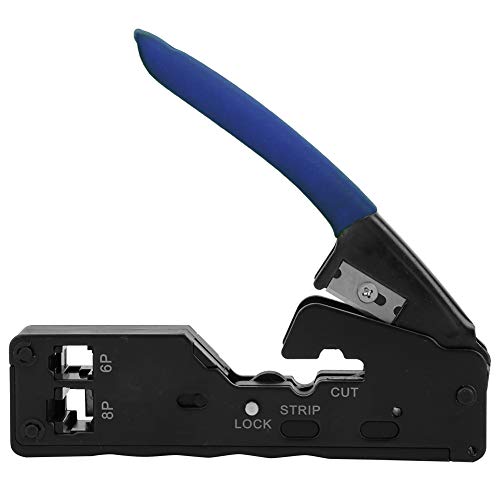 Network Cable Crimper Tool 6P 8P | Multifunctional Crimper Stripper Cutter for RJ45 / RJ11 / RJ12 | Crystal Head Crimping Tool with Comfort Grip | German Style Wire Crimper (Blue) von ZYLARUM