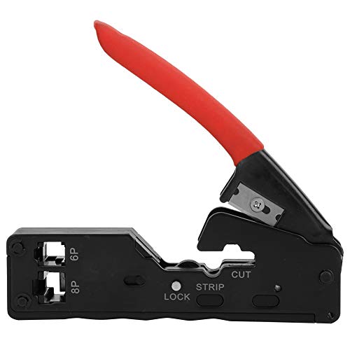 Network Cable Crimper Tool 6P 8P | Multifunctional Crimper Stripper Cutter for RJ45 / RJ11 / RJ12 | Crystal Head Crimping Tool with Comfort Grip | German Style Wire Crimper (Red) von ZYLARUM