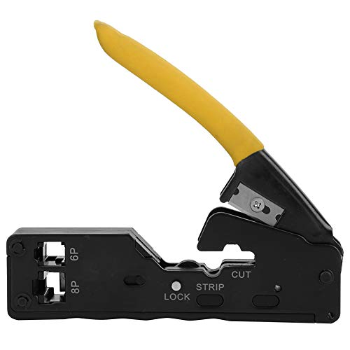Network Cable Crimper Tool 6P 8P | Multifunctional Crimper Stripper Cutter for RJ45 / RJ11 / RJ12 | Crystal Head Crimping Tool with Comfort Grip | German Style Wire Crimper (Yellow) von ZYLARUM
