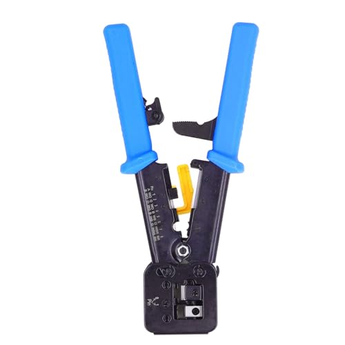 RJ45 Crimping Tool | Pass Through CAT6 CAT5E Crimper for Ethernet Cables | Efficient Steel Wire Crimp Tool with Stripper and Cutter | EZ RJ11 RJ12 Connector Compatible (Blue) von ZYLARUM
