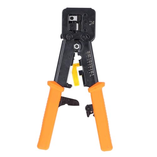 RJ45 Crimping Tool | Pass Through CAT6 CAT5E Crimper for Ethernet Cables | Efficient Steel Wire Crimp Tool with Stripper and Cutter | EZ RJ11 RJ12 Connector Compatible (Orange) von ZYLARUM