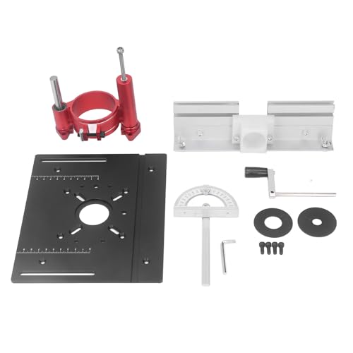 Router Lift for Woodworking | 47mm Lift Range & 65mm Clamp | Aluminum Alloy Router Plate System | Hand Crank Lift for Trimmers/Engraving Machines/DIY Projects (Black) von ZYLARUM