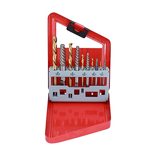 Schraubenextraktionsbohrer Bit 10pcs | 4241 HSS linke Handspiraldesign entfernt beschädigte Schrauben/Stifte/Sechskantschrauben | Gravierte Größen mit Metallspeicherbox (Red iron box) von ZYLARUM