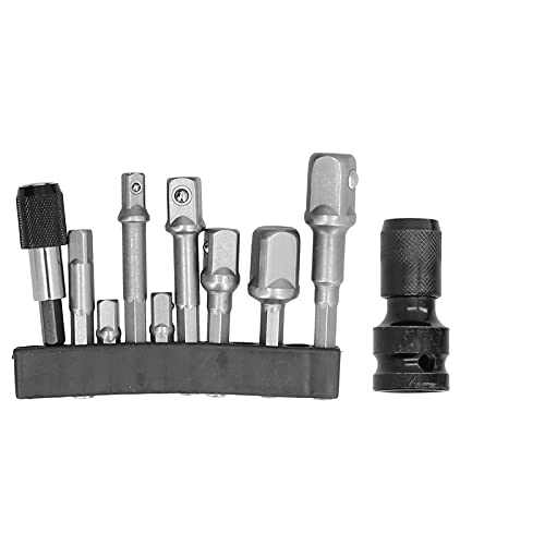 Socket Adapter Set 11Pcs | Chrome V Steel for High Force | 1/4 inch Hex Shank for Pneumatic Screwdriver/Electric Tool | Self Locking Secure Drop Design von ZYLARUM