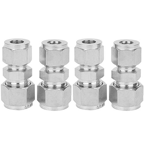 Stainless Steel Compression Fitting 4Pcs | 304 SS Double Ferrule Tube Adapter | Leak - Proof Closure for Water/Gas/Oil Pipes | Easy Installation Straight Connector (F3 / 8-F1 / 2) von ZYLARUM