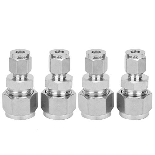 Stainless Steel Compression Fitting 4Pcs | 304 SS Double Ferrule Tube Adapter | Leak - Proof Closure for Water/Gas/Oil Pipes | Easy Installation Straight Connector (F6-F12) von ZYLARUM