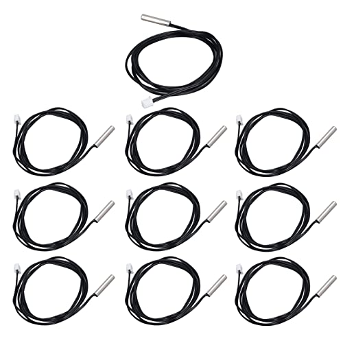 Thermistor -Temperatursensor 10pcs | 5x25mm zylindrische Sonde mit 1M Kabel | B Wert 3470K / 3950K für HLK/Geräte/industrielle Kontrolle | - 25 ℃ bis 125 ° C -Bereich (5K B3950) von ZYLARUM