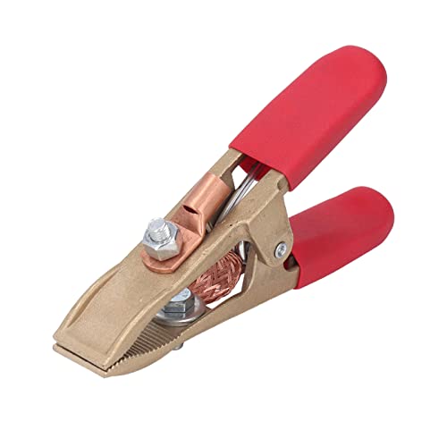 Welding Ground Clamp 500A | Brass Oxidation - Preventive Earth Clip for Gas/Argon Arc/Submerged Arc Welding | 60mm Opening with Secure - Grip Handle (Red Cover) von ZYLARUM