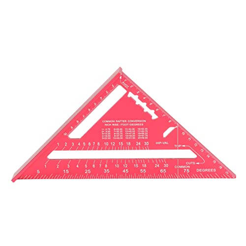 Woodworking Angled Measuring Tool | Aluminum Alloy with Etched Scale | 45/90 Degree Carpenter Square for Woodworking/DIY/Construction | 7.3 & 10.2 Inch (Red) von ZYLARUM