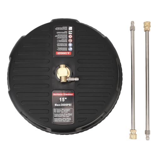 ZYLARUM 15 Inch Pressure Washer Area Cleaner | 3600PSI High Performance for Driveways/Patios/Decks | 2 Extension Wands & 1/4 Inch Quick Plug | Stainless Steel & ABS Construction von ZYLARUM