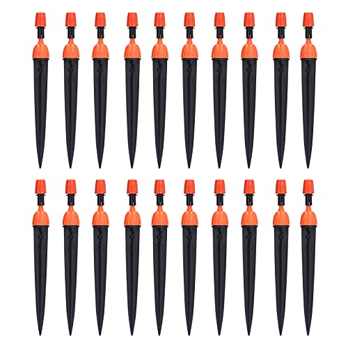 ZYLARUM 20 Packverstellbare Tropfbewässerungssprinkler | 0-40 l/h Wasserfluss & 0,9 m Sprühdurchmesser | Multifunktionaler Spray -Tropfer für Garten/Gewächshaus/Farm | 4/7 -mm (Orange) von ZYLARUM