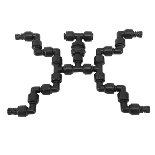 ZYLARUM Adjustable Mist Cooling System Nozzle | 360 Degree Rotation for Greenhouse/Reptiles/Pets | 4 Heads Fine Atomization Fogger | ABS Material, Black von ZYLARUM