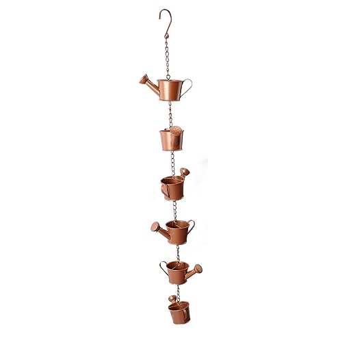 ZYLARUM Kettle Rain Chain | Elegant Metal Garden Drainage Decor | Handcrafted Hanging Water Chain for Roof/Yard/Villa | 35.4 Inch Iron Rainwater Art von ZYLARUM