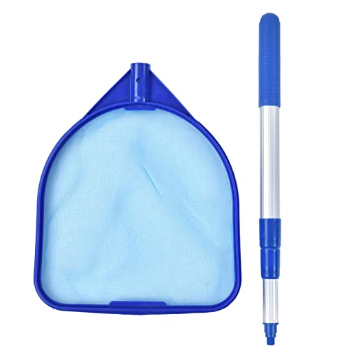 ZYLARUM Pool Skimmer Net | Schnelle Wartung mit 3 - Abschnitt Teleskopstange | Nylonnetz für Blätter/Trümmer | Kompatibel für Whirlpools/Spas/Fountains | 27 x 27 cm Nettogröße von ZYLARUM