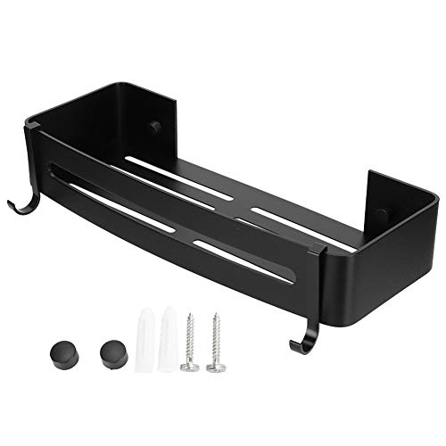 ZYLARUM Sturdy Shower Shelf | Aluminum Wall Mount with 2 Hooks/Multifunction Storage Stand for Bathroom | Non - Corrosive & Space Saving Design von ZYLARUM
