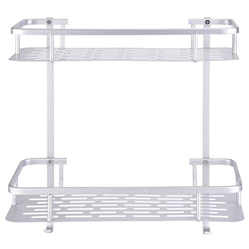 ZYLARUM Wall Mounted Shelf Rack | 2 Tier Bathroom Storage Organizer with Hanging Hooks | Space Saving Shelves for Kitchen/Living Room/Toilet | Aluminum, Protective & Simple to Maintain von ZYLARUM