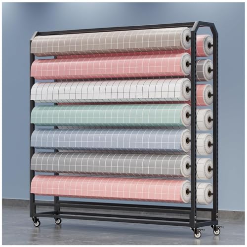 Großer Textilstoff-Präsentationswagen Mit Verstellbarer Aufhängestange Und Bremsbaren Rädern, Robustes Lager-Präsentationsregal Aus Metall Für Vinylrollen, Platzsparend,Crossbar145cm-20crossbars Großer Textilstoff-Präsentationswagen Mit Verstellbarer Aufhängestange Und Bremsbaren Rädern, Robustes Lager-Präsentationsregal Aus Metall Für Vinylrollen, Platzsparend,Crossbar145cm-20crossbars von ZYLDDS