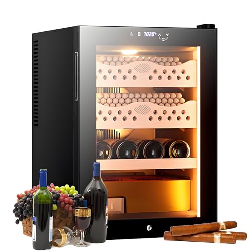 ZYLDDS 50L Elektrischer Humidor für Zigarren, großes Fassungsvermögen für 200-300 Stück, Digitale LED-Anzeige, mit Schublade und Regal aus spanischem Zedernholz, integriertes LED-Licht,Winecabinet ZYLDDS 50L Elektrischer Humidor für Zigarren, großes Fassungsvermögen für 200-300 Stück, Digitale LED-Anzeige, mit Schublade und Regal aus spanischem Zedernholz, integriertes LED-Licht,Winecabinet von ZYLDDS