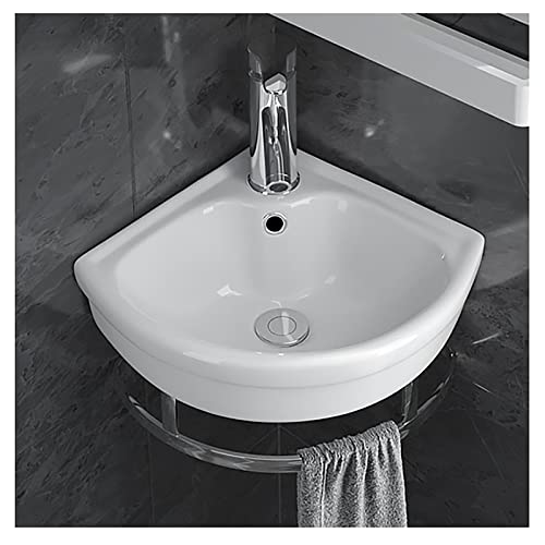 Kleines Eckwaschbecken Zur Wandmontage, Handwaschbecken Klein, Waschbecken, Waschbecken mit Wasserhahn-Kombination und Turmaufhänger (Size : A-Small) von ZYLEDW