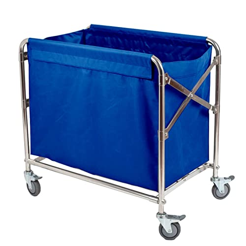 ZYLEDW Faltbarer Wäschewagen, Strapazierfähiger Wäschekorb Sortierer, Großer Faltbarer Wäschewagen Aus Edelstahl, 150 Kg/330 Lbs Belastung, für Industrie/Haushalt (Color : Blue, Size : 52x87x83cm) von ZYLEDW