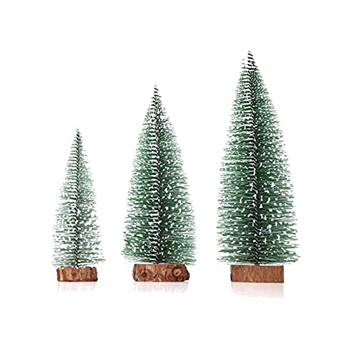 ZYLLZY Künstlicher Weihnachtsbaum, Mini-Schneekiefer, Weihnachtsdekoration, Flaschenbürste, künstliche Bäume mit Holzsockel für Tischdekoration (Pflanzengrün), 9 Stück von ZYLLZY