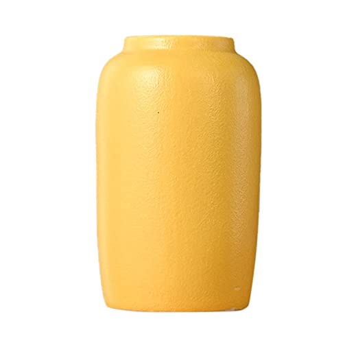 ZYLLZY Morandi Keramik-Vase, moderne nordische Kunstdekoration, farbige Blumenarrangement, getrocknete Blumen, dekorative Keramikvase für Küche, Büro, Wohnzimmer, Dekoration, gelb von ZYLLZY