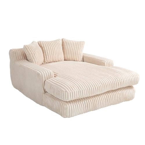 ZYLOYAL10 Cord-Schlafsofa Cloud Couch mit 3 weichen Kissen, bequemes Einzelsitz-Bodensofa für Wohnzimmer Wohnung Büro (Beige) von ZYLOYAL10