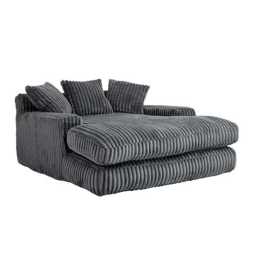 ZYLOYAL10 Cord-Schlafsofa Cloud Couch mit 3 weichen Kissen, bequemes Einzelsitz-Bodensofa für Wohnzimmer Wohnung Büro (Dunkel Grau) von ZYLOYAL10