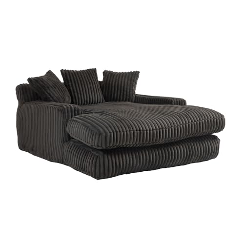 ZYLOYAL10 Cord-Schlafsofa Cloud Couch mit 3 weichen Kissen, bequemes Einzelsitz-Bodensofa für Wohnzimmer Wohnung Büro (Schwarz) von ZYLOYAL10