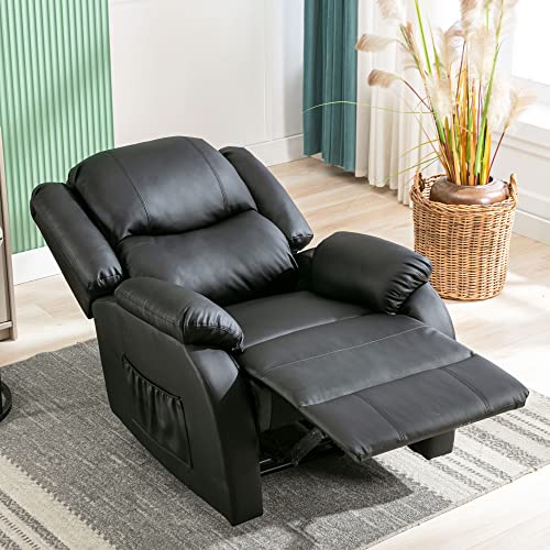 ZYLOYAL10 Relaxsessel & -liegen Einzelsessel Fernsehsessel Ausziehließer Liegestuhl PU Leder Sessel Liege Einlades Sofa Akzent Stuhl Handbuch Liege mit PU-Leder mit Fußstütze XXL (schwarz) von ZYLOYAL10