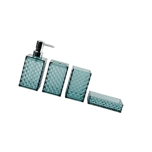 4 Stück transparente Diamant-Gitter Lotion-Flasche Zahnbürstenhalter Mundspülbecher Seifenschale Badewannen Aufbewahrungszubehör Duschregal Organizer mit geometrischem Design von ZYMIADOU